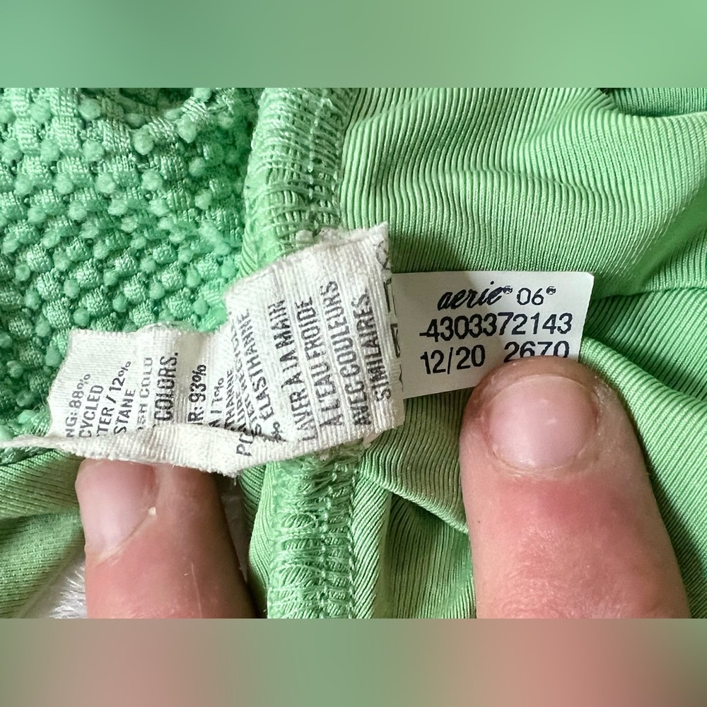 AERIE | Green Textured Bikini Crop Tank Top (M) - Picture 4 of 5